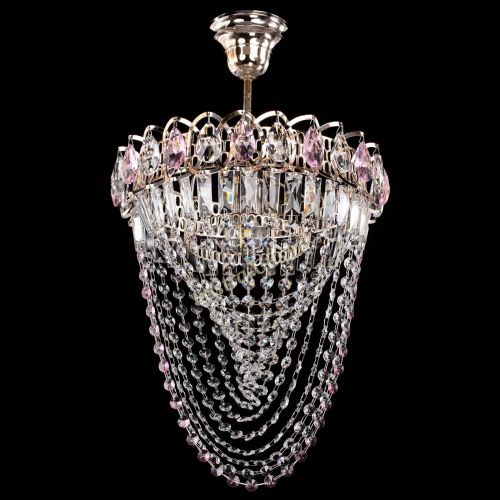 Люстра Астра Водоворот с подвесом №1 розовая в Сочи Гусь Хрустальный