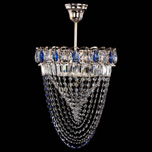 Люстра Астра Водоворот с подвесом №1 синяя в Сочи Гусь Хрустальный
