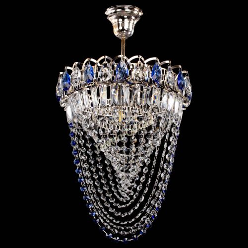 Люстра Астра Водоворот с подвесом №1 синяя в Сочи Гусь Хрустальный