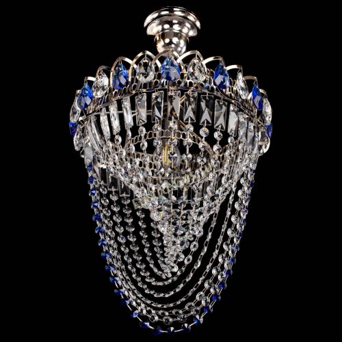 Люстра Астра Водоворот с подвесом №1 синяя в Сочи Гусь Хрустальный
