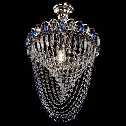 Люстра Астра Водоворот с подвесом №1 синяя в Сочи Гусь Хрустальный