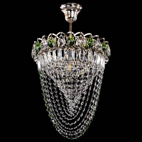 Люстра Астра Водоворот с подвесом №1 зеленая в Сочи Гусь Хрустальный