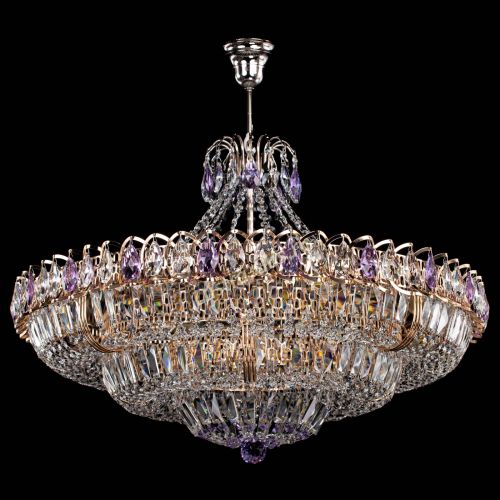 Люстра Двойное кольцо пластинка с подвесом Фиолетовая в Сочи Гусь Хрустальный