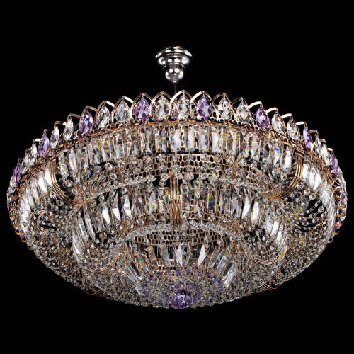 Люстра Двойное кольцо пластинка с подвесом Фиолетовая в Сочи Гусь Хрустальный