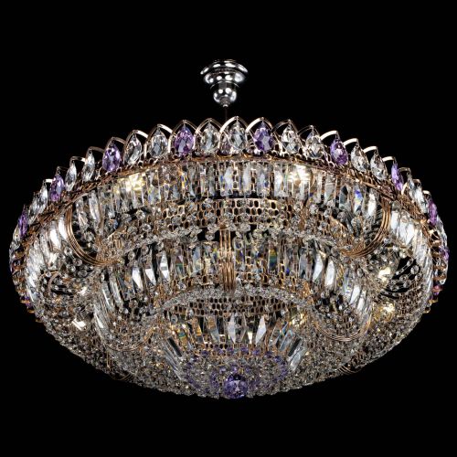 Люстра Двойное кольцо пластинка с подвесом Фиолетовая в Сочи Гусь Хрустальный