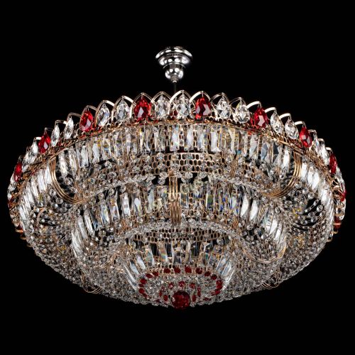 Люстра Двойное кольцо пластинка с подвесом Красная в Сочи Гусь Хрустальный