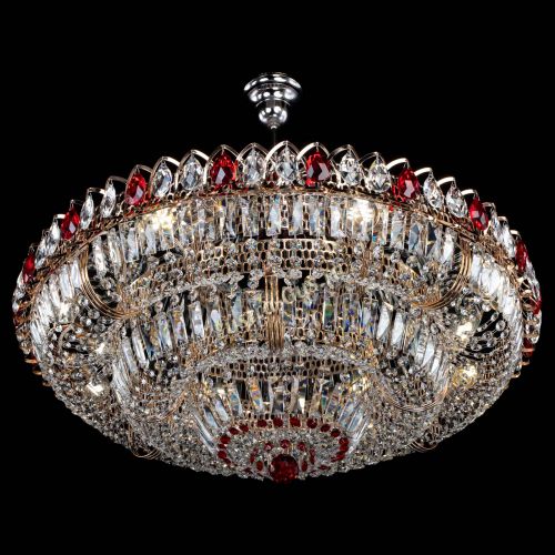 Люстра Двойное кольцо пластинка с подвесом Красная в Сочи Гусь Хрустальный