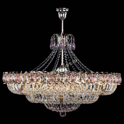 Люстра Двойное кольцо пластинка с подвесом Розовая в Сочи Гусь Хрустальный