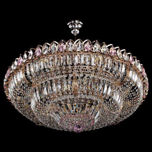 Люстра Двойное кольцо пластинка с подвесом Розовая в Сочи Гусь Хрустальный