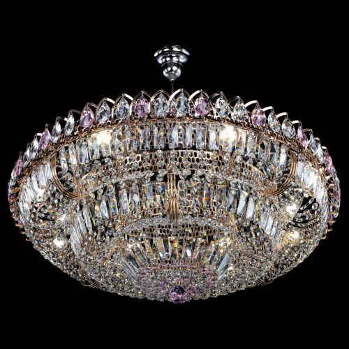 Люстра Двойное кольцо пластинка с подвесом Розовая в Сочи Гусь Хрустальный