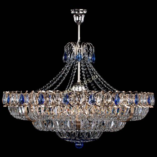 Люстра Двойное кольцо пластинка с подвесом Синяя в Сочи Гусь Хрустальный