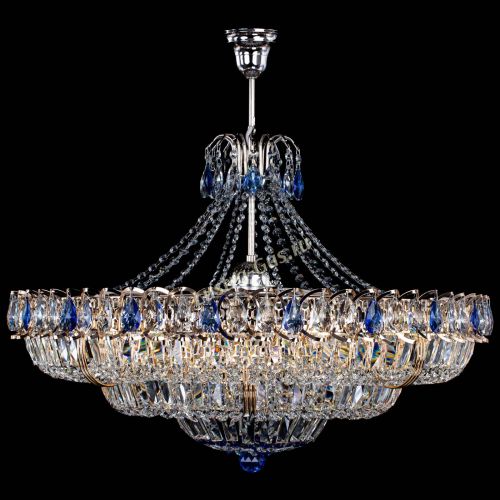 Люстра Двойное кольцо пластинка с подвесом Синяя в Сочи Гусь Хрустальный