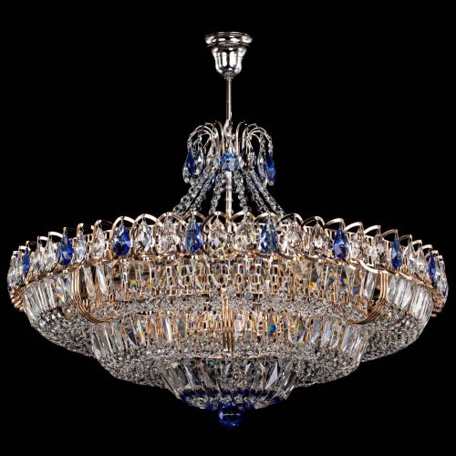 Люстра Двойное кольцо пластинка с подвесом Синяя в Сочи Гусь Хрустальный