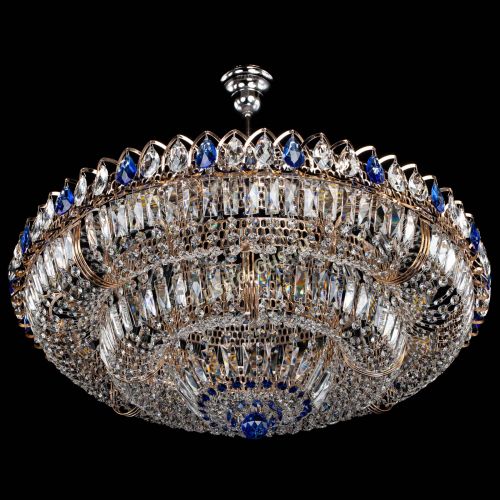 Люстра Двойное кольцо пластинка с подвесом Синяя в Сочи Гусь Хрустальный