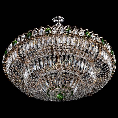 Люстра Двойное кольцо пластинка с подвесом Зеленая в Сочи Гусь Хрустальный