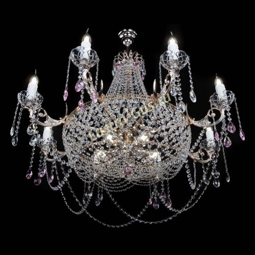 Люстра Елизавета №13 розовая в Сочи Гусь Хрустальный