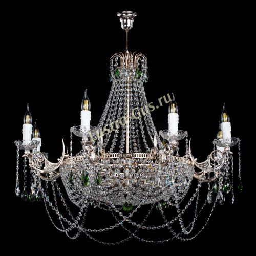 Люстра Елизавета №13 зеленая в Сочи Гусь Хрустальный