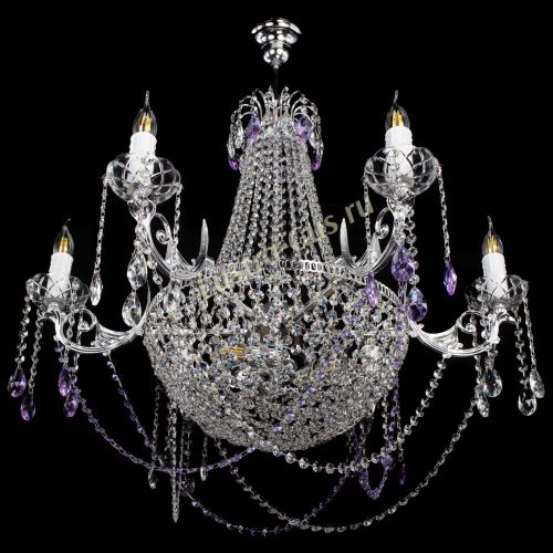 Люстра Елизавета малая №9 фиолетовая в Сочи Гусь Хрустальный