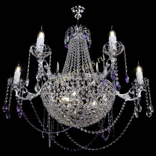 Люстра Елизавета малая №9 фиолетовая в Сочи Гусь Хрустальный