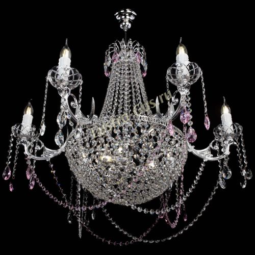 Люстра Елизавета малая №9 розовая в Сочи Гусь Хрустальный