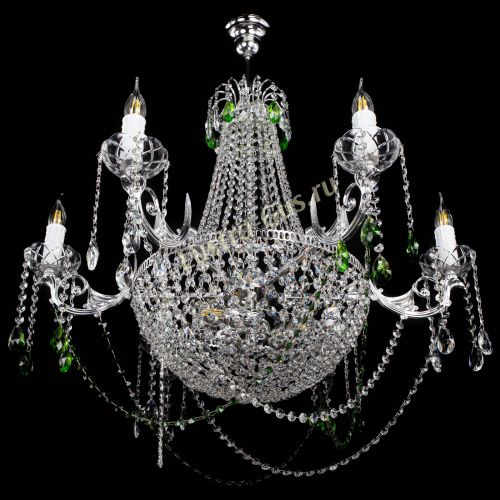 Люстра Елизавета малая №9 зеленая в Сочи Гусь Хрустальный