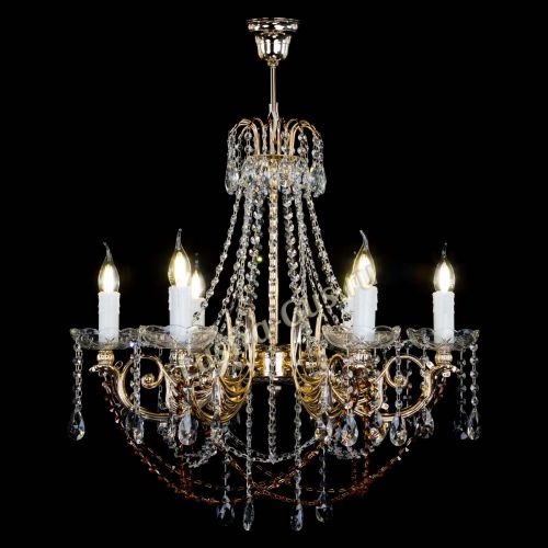 Люстра Елизавета малая Чайная (рожки - металл) в Сочи Гусь Хрустальный