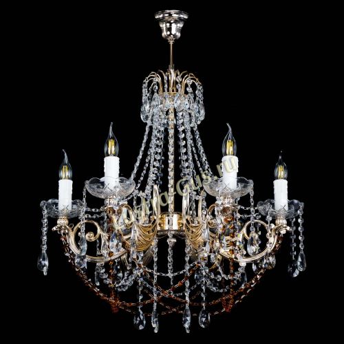 Люстра Елизавета малая Чайная (рожки - металл) в Сочи Гусь Хрустальный