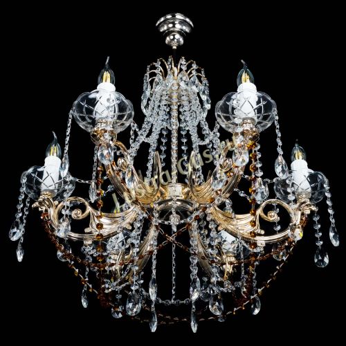 Люстра Елизавета малая Чайная (рожки - металл) в Сочи Гусь Хрустальный
