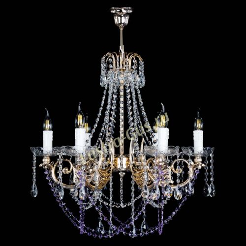 Люстра Елизавета малая Фиолетовая (рожки - металл) в Сочи Гусь Хрустальный