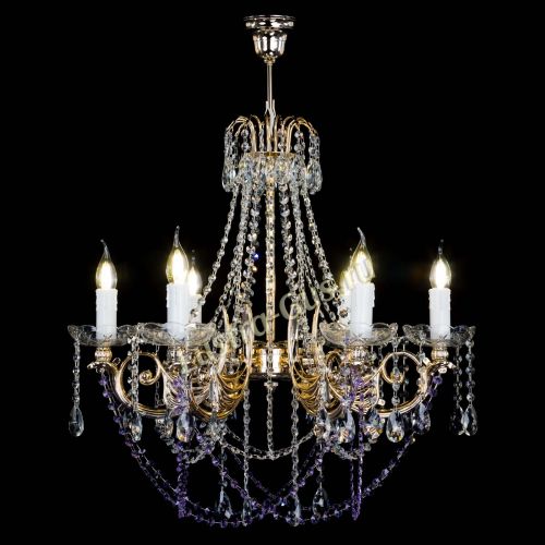 Люстра Елизавета малая Фиолетовая (рожки - металл) в Сочи Гусь Хрустальный