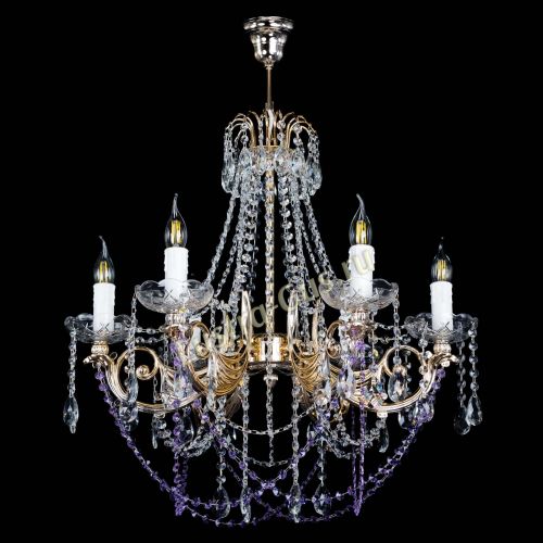 Люстра Елизавета малая Фиолетовая (рожки - металл) в Сочи Гусь Хрустальный
