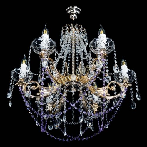 Люстра Елизавета малая Фиолетовая (рожки - металл) в Сочи Гусь Хрустальный
