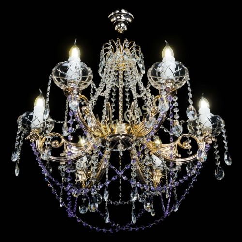 Люстра Елизавета малая Фиолетовая (рожки - металл) в Сочи Гусь Хрустальный