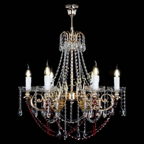 Люстра Елизавета малая Красная (рожки - металл) в Сочи Гусь Хрустальный