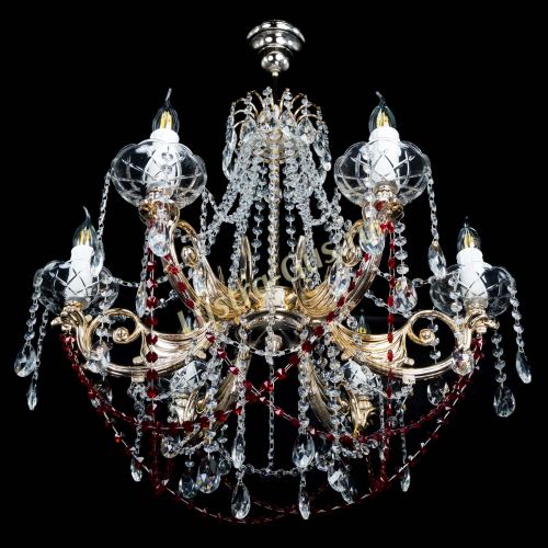 Люстра Елизавета малая Красная (рожки - металл) в Сочи Гусь Хрустальный