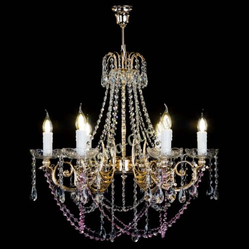 Люстра Елизавета малая Розовая (рожки - металл) в Сочи Гусь Хрустальный