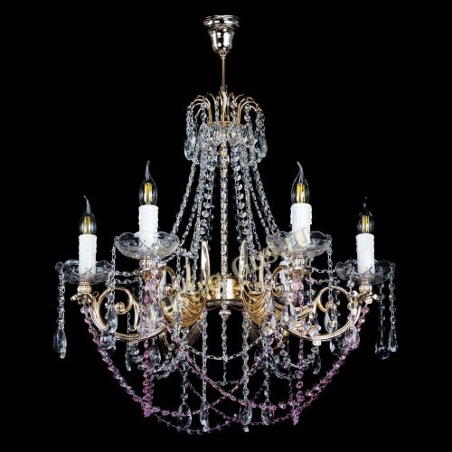 Люстра Елизавета малая Розовая (рожки - металл) в Сочи Гусь Хрустальный