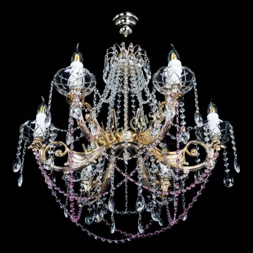 Люстра Елизавета малая Розовая (рожки - металл) в Сочи Гусь Хрустальный