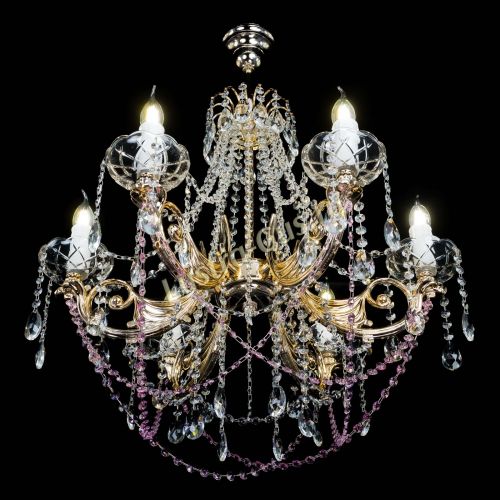 Люстра Елизавета малая Розовая (рожки - металл) в Сочи Гусь Хрустальный