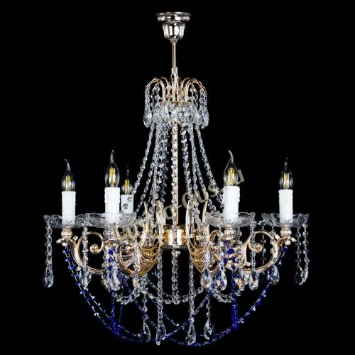 Люстра Елизавета малая Синяя (рожки - металл) в Сочи Гусь Хрустальный
