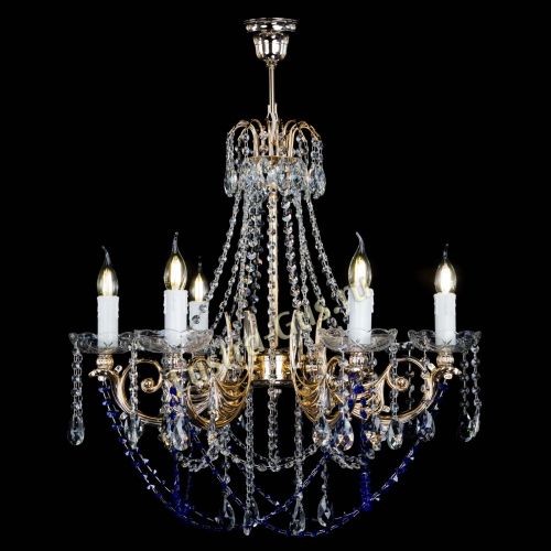Люстра Елизавета малая Синяя (рожки - металл) в Сочи Гусь Хрустальный
