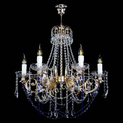 Люстра Елизавета малая Синяя (рожки - металл) в Сочи Гусь Хрустальный