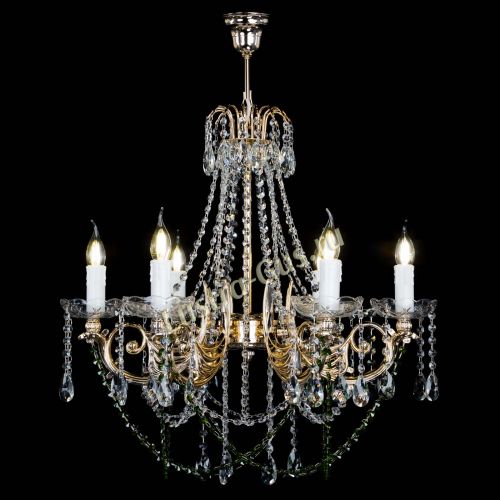 Люстра Елизавета малая Зеленая (рожки - металл) в Сочи Гусь Хрустальный