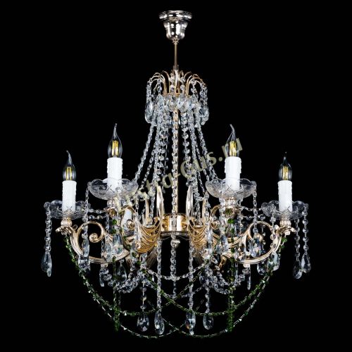 Люстра Елизавета малая Зеленая (рожки - металл) в Сочи Гусь Хрустальный