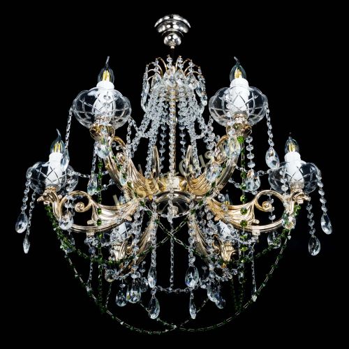 Люстра Елизавета малая Зеленая (рожки - металл) в Сочи Гусь Хрустальный