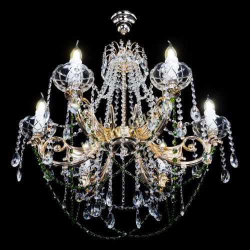 Люстра Елизавета малая Зеленая (рожки - металл) в Сочи Гусь Хрустальный