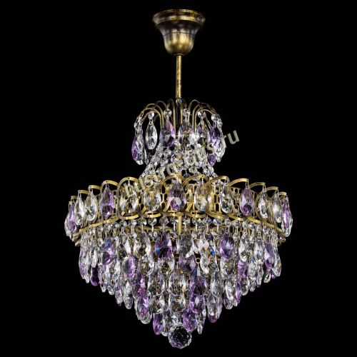 Люстра Грация с подвесом под бронзу Фиолетовая в Сочи Гусь Хрустальный