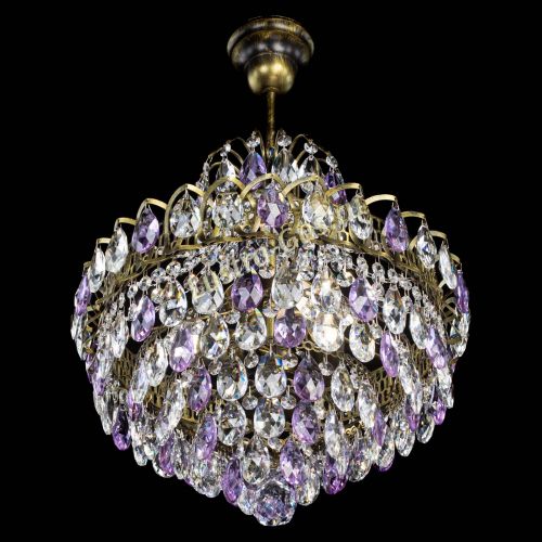 Люстра Грация с подвесом под бронзу Фиолетовая в Сочи Гусь Хрустальный