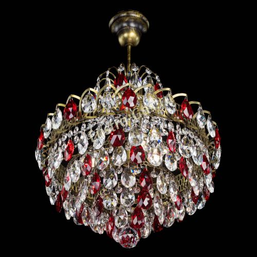 Люстра Грация с подвесом под бронзу Красная в Сочи Гусь Хрустальный