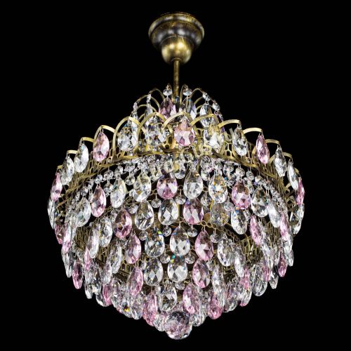 Люстра Грация с подвесом под бронзу Розовая в Сочи Гусь Хрустальный